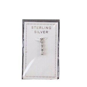 Sterling Silver Rhinestone CZ Straight 5 Stone 1" Pendant